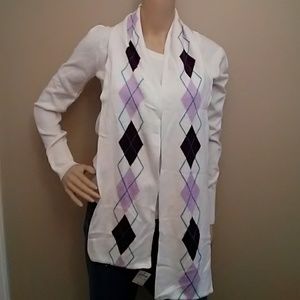 Cotton Blend Sweater & Argyle Scarf Set NWT